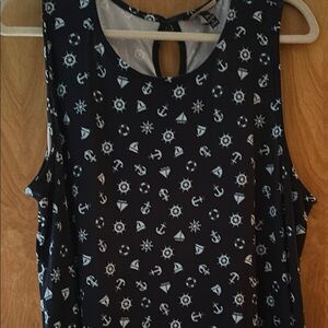 Nautical Print Sleeveless Top